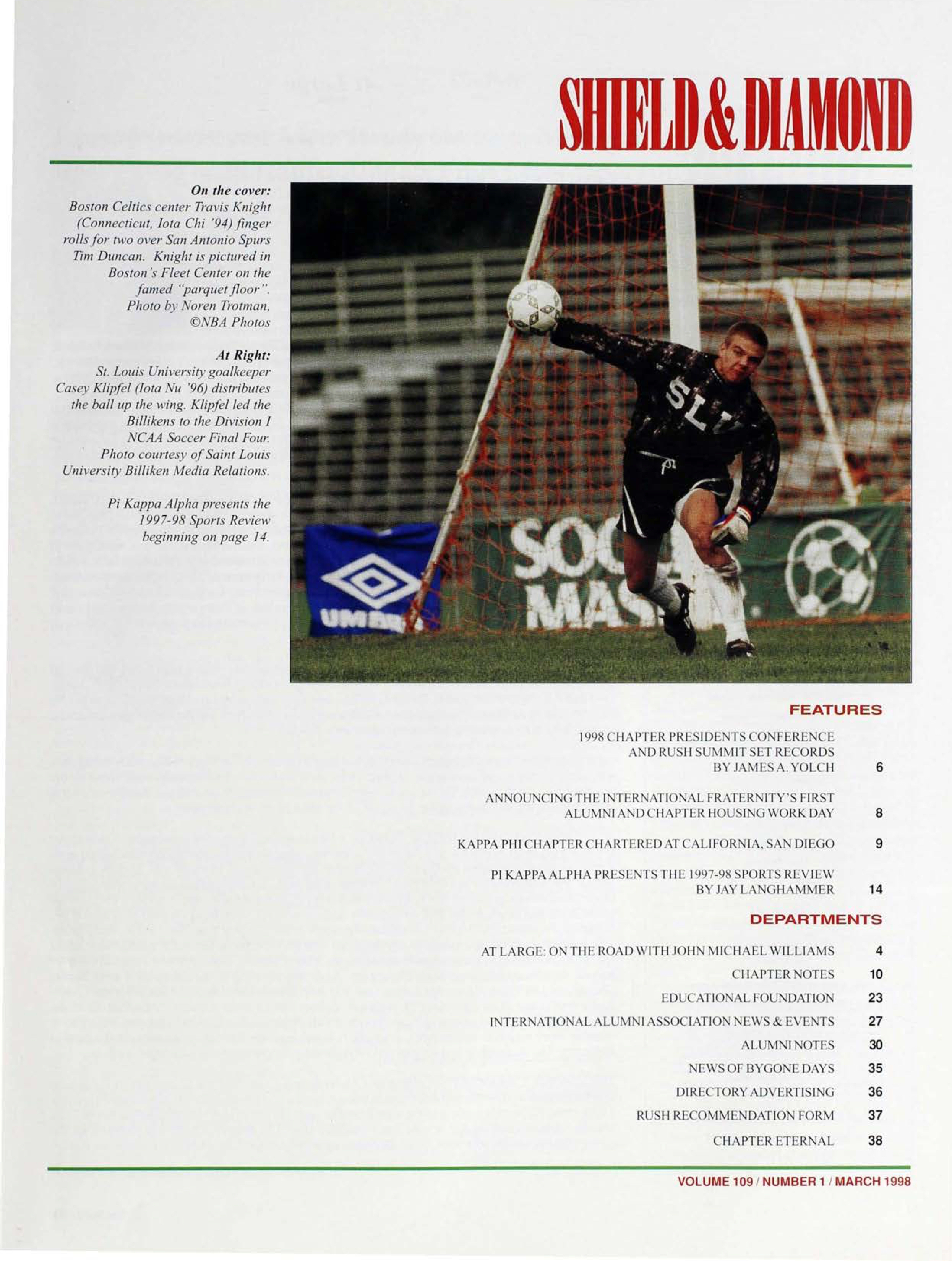 Shield & Diamond, Vol. 109, No. 1, Table of Contents